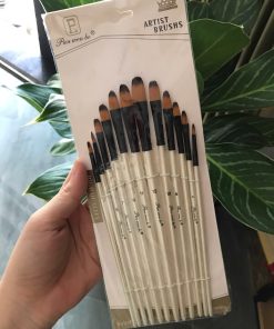 Bộ cọ vẽ tranh 12 cây đầu vuông / đầu oval/ đầu nhọn/ đầu vát xéo