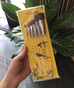 Bộ cọ vẽ tranh đầu vuông 6 cây Cán trong lông mềm, lên màu đều