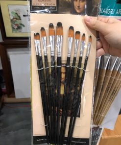 Bộ 9 cọ đầu oval, Cọ filbert lông mềm Monalisa cao cấp